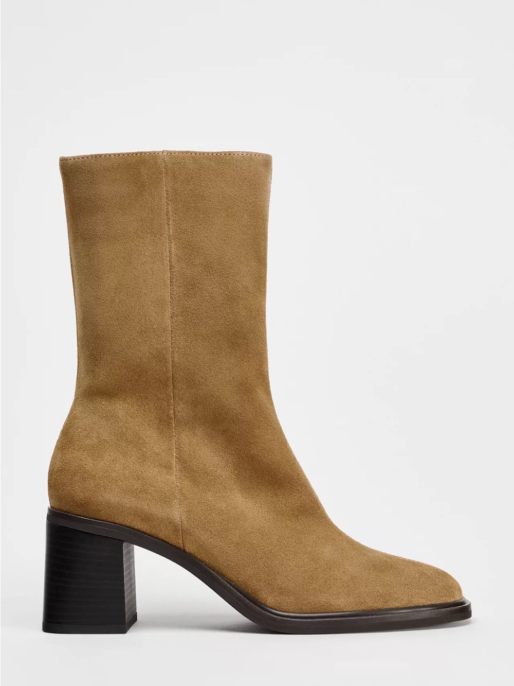 Zara Women's Suede Mid-Calf Brown Boots sz 38